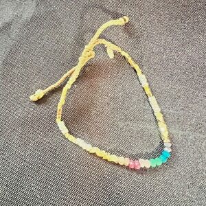 Stella & Dot Adjustable Beaded Friendship Bracelet Gold Tone Cube Beads Delicate